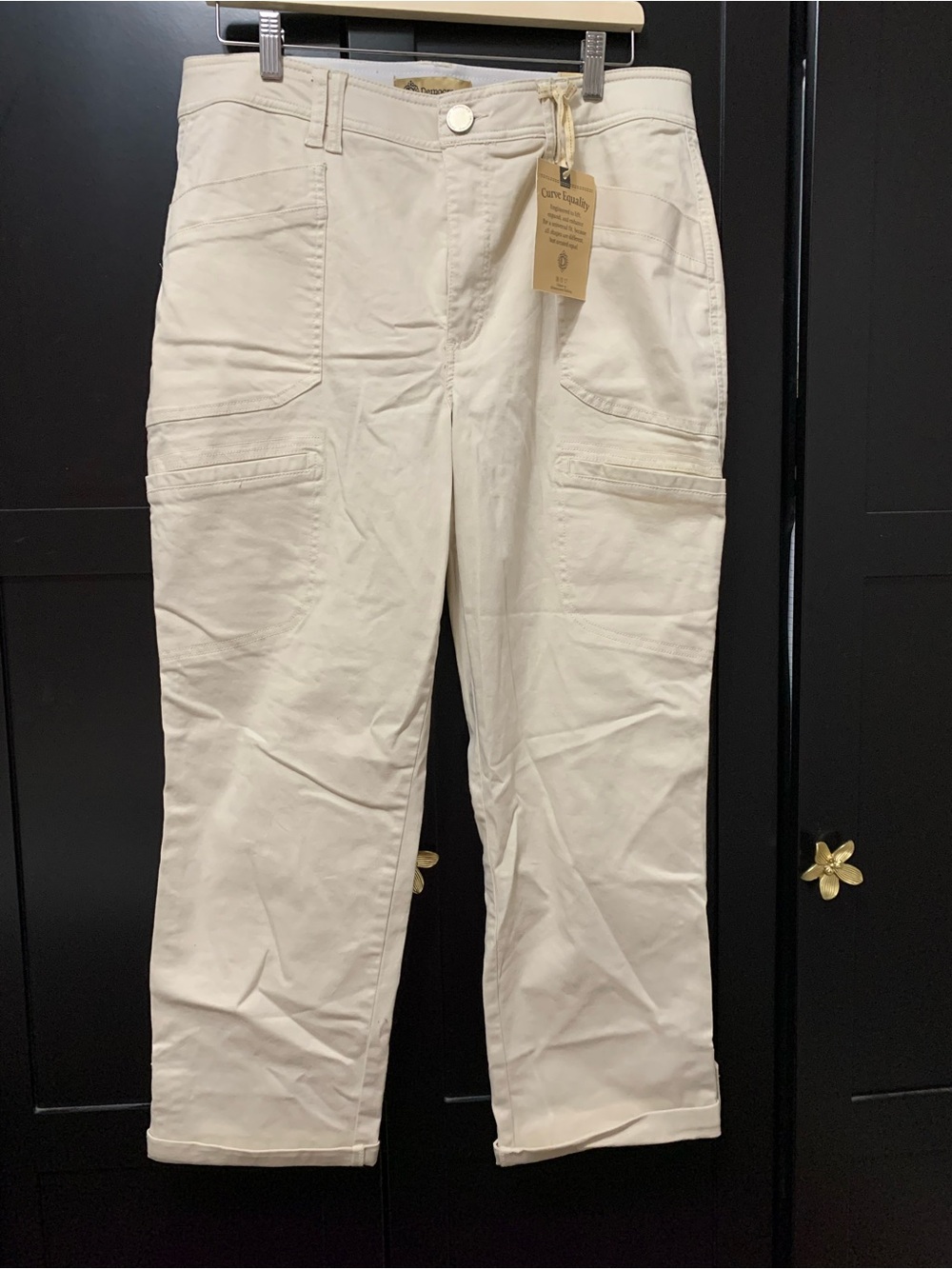 Democracy size 16Cream Cargo Pants with Utility Pockets